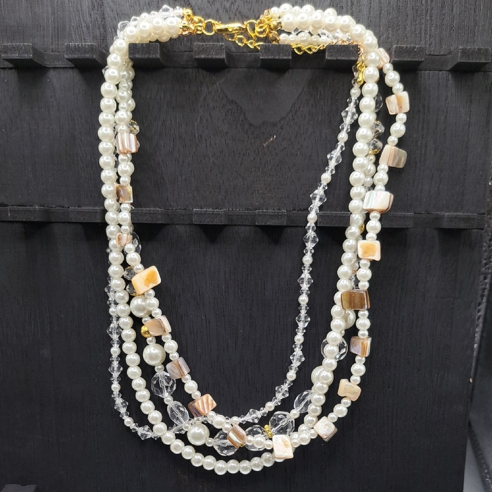 Premier Designs Faux Pearl Multi-Strand Statement Necklace